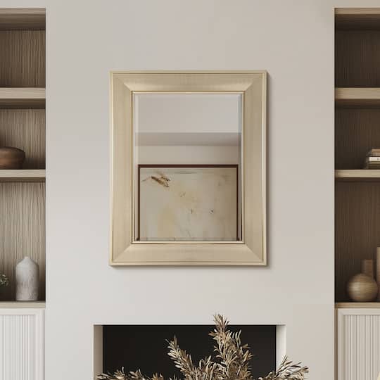 Head West 31" Brushed Nickel Pave Textured Framed Wall Vanity Mirror